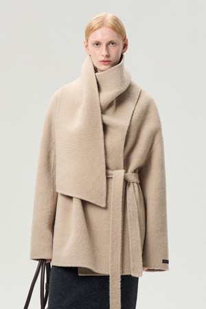 SURI ALPACA WOOL SCARF JACKET SAND BEIGE