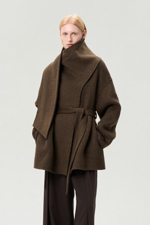 SURI ALPACA WOOL SCARF JACKET TRUFFLE
