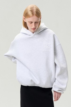 LOGO EMBROIDERED HOODIE MELANGE GRAY