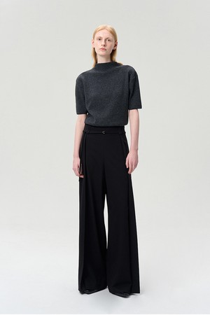 PLEATED BELTED TROUSER BLACK