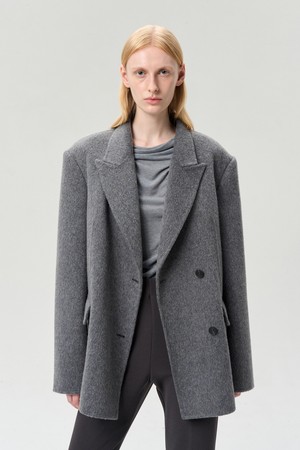 DOUBLE BREASTED WOOL JACKET GRAY