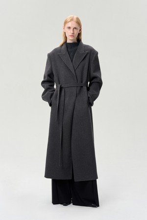 CASHMERE WOOL PEAKED LAPEL COAT