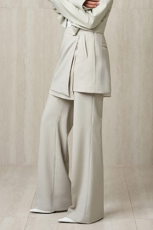 TAILORED SKIRTED TROUSERS BASIL CREAM