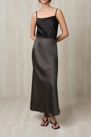 SATIN MAXI SKIRT SEPIA