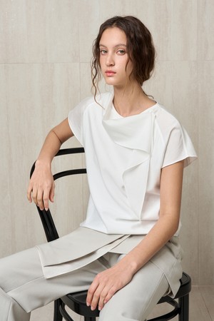 SCARF-DETAIL BLOUSE WHITE