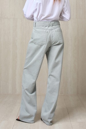 BELTED DENIM PANTS SOFT MINT