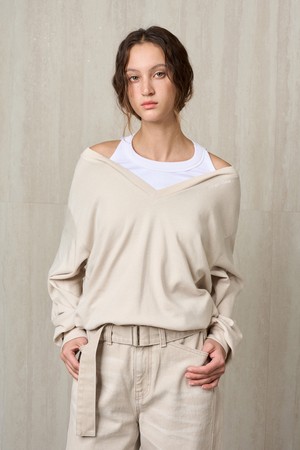 ANGORA BLEND LAYERED SWEATSHIRT