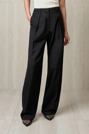 PINTUCKED BALLOON TROUSERS BLACK