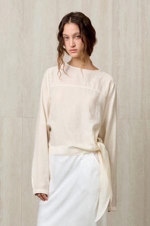 SIDE TIE BLOUSE PEARL