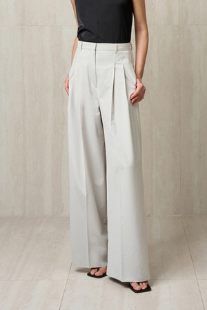 PLEATED WIDE TROUSERS ECRU