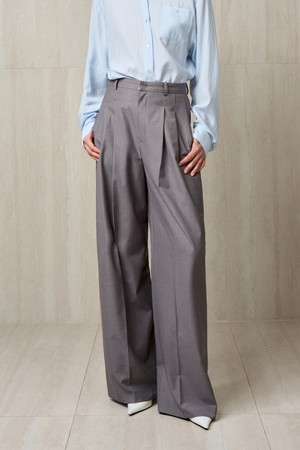 PLEATED WIDE TROUSERS GRAY