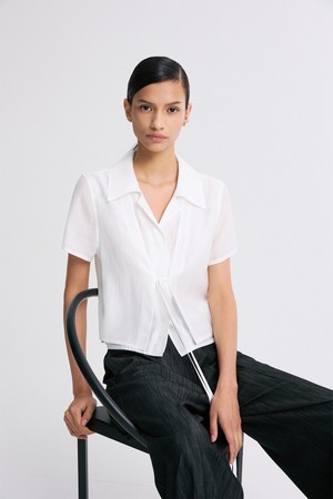 FRONT-TIE SHIRT BLOUSE WHITE