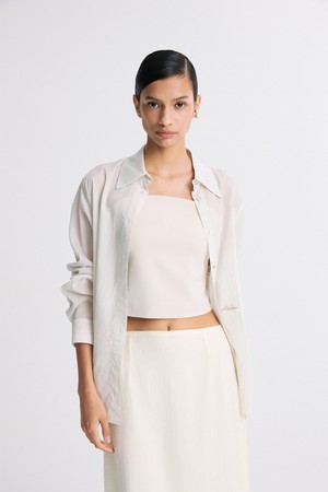 SHEER STRIPED SHIRT BEIGE STRIPE