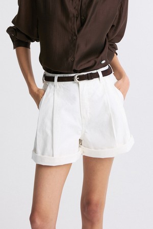 CUFFED DENIM SHORTS WHITE