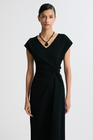 TWISTED WAIST ASYMMETRIC HEM DRESS