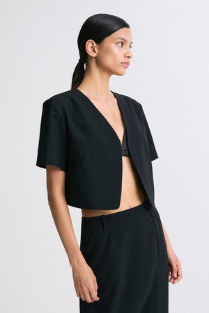 OPEN-FRONT CROPPED JACKET