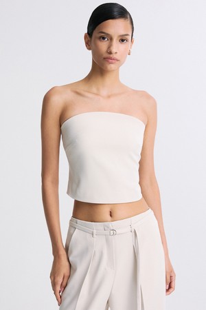 STRAPLESS CROPPED TUBE TOP CREAM