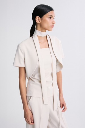 BOLERO HALF SLEEVED CROPPED JACKET CREAM