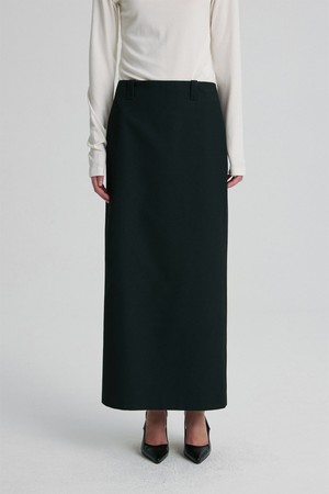 WOOL BLEND TAILORED STRAIGHT SKIRT BLACK