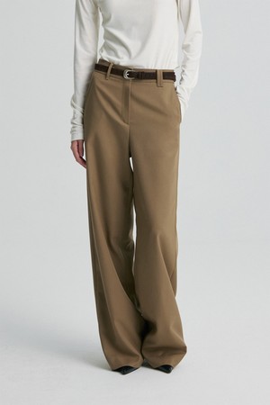WOOL BLEND TAILORED TROUSERS TAUPE