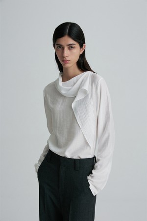 SCARF-DETAIL BLOUSE WHITE