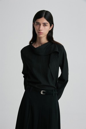 SCARF-DETAIL BLOUSE BLACK
