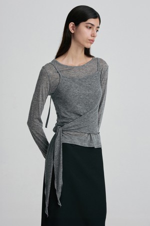 LAYERED TIE-WAIST SHEER TOP