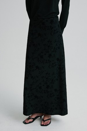 FLOCKED FLORAL JERSEY SKIRT