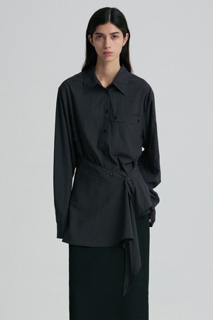 WRAP-WAIST LONGLINE SHIRT