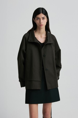 HIGH-NECK BELTED COTTON TRENCH COAT