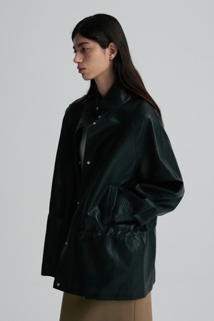 STRING-BELTED LEATHER JACKET