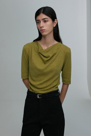 COWL-NECK HALF-SLEEVE TOP AVOCADO