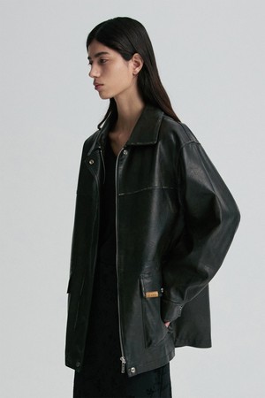 DRAWSTRING HEM FAUX LEAHTER JACEKT