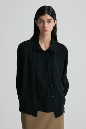 DOUBLE-COLLAR RELAXED SHIRT BLACK