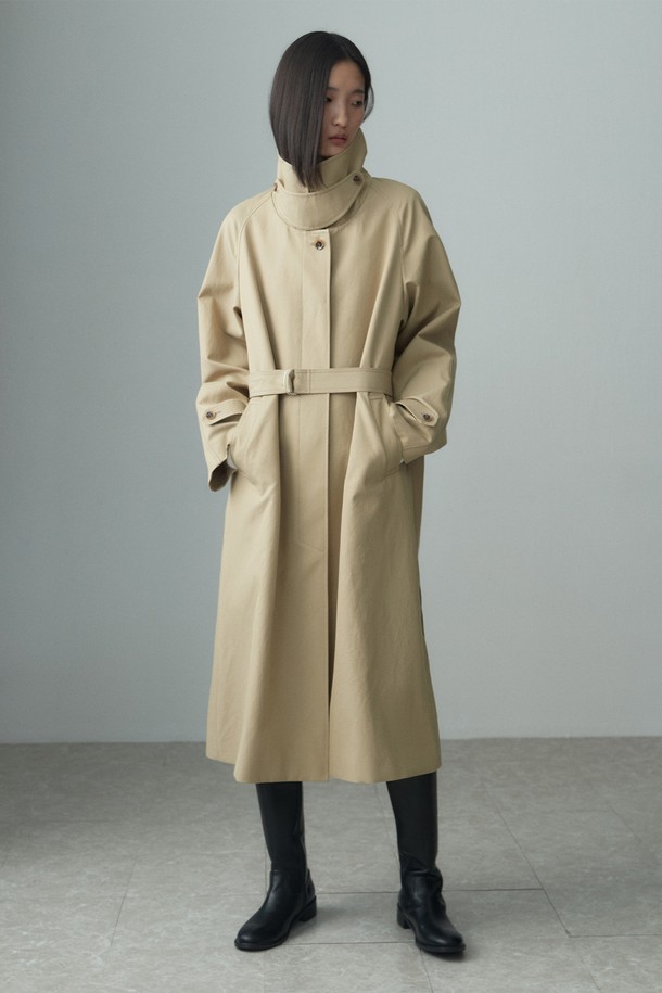 RE RHEE - 트렌치코트 - HIDDEN BOTTON BELTED TRENCH COAT