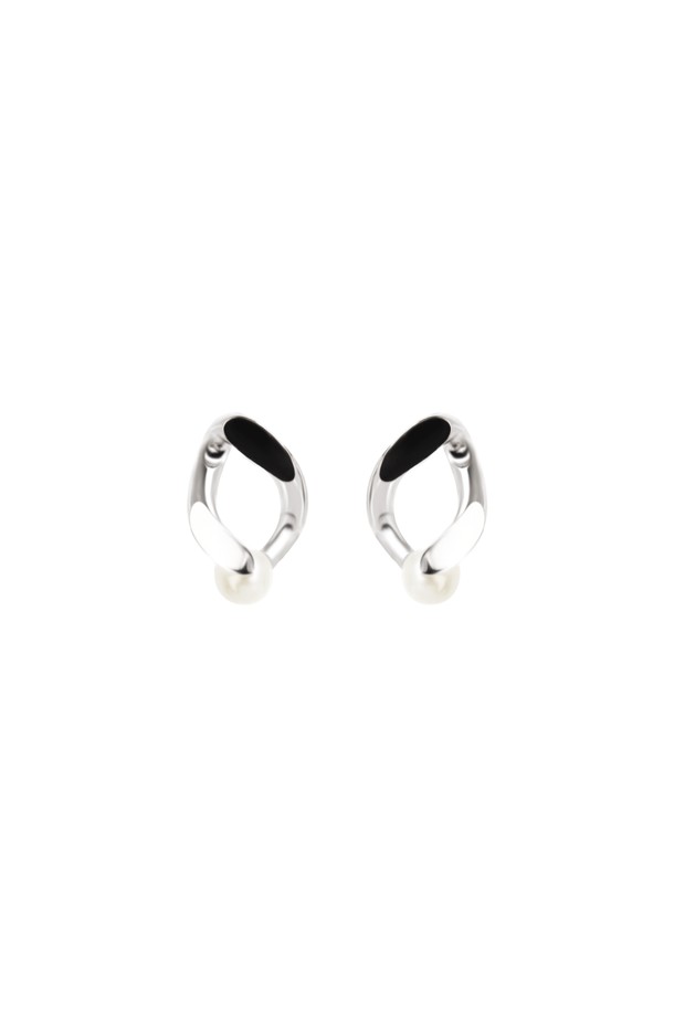 egna - 귀걸이 - Bold Single Curb Pearl Earrings