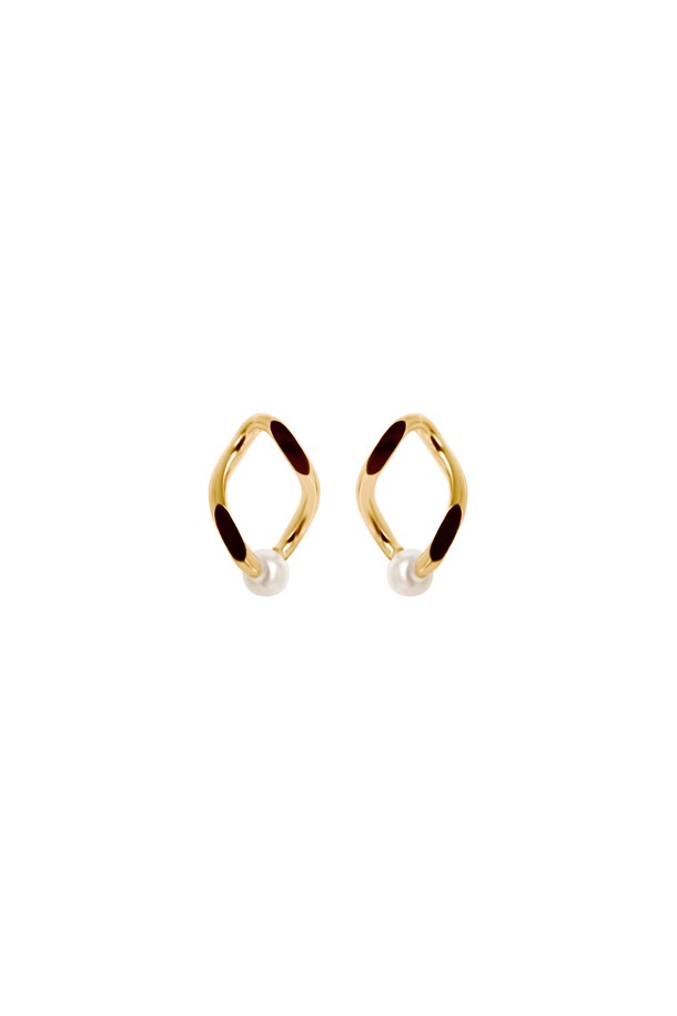 egna - 귀걸이 - Single Curb Pearl Earrings