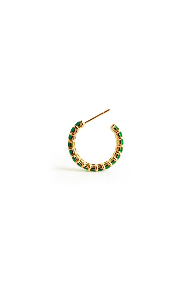 egna - 귀걸이 - Green Emerald Cut Hoops