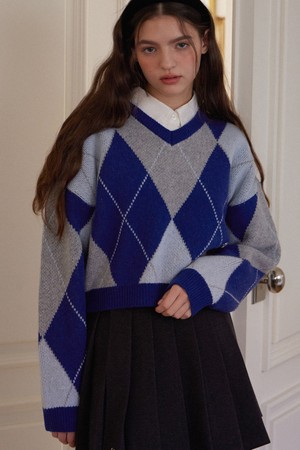 CLASSIC WOOL ARGYLE KNIT_2COLORS_NAVY