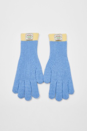 TWO TONE RIBBED LONG GLOVES_4COLORS_BLUE