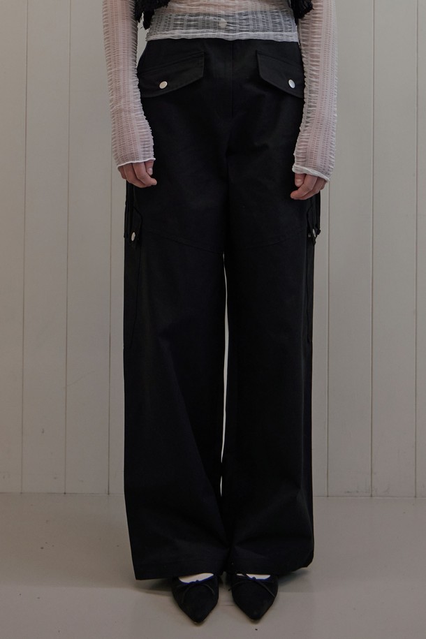 HAINT - 팬츠 - COTTON POCKET CARGO PANTS_2COLOR_BLACK