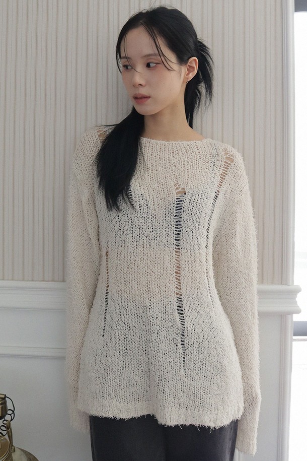 HAINT - 스웨터 - RORA LOOSE KNIT TOP_3COLORS_CREAM