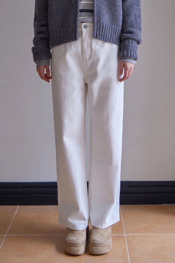 HAINT - 데님 - MARGO WIDE STRAIGHT PANTS_5COLORS_WHITE