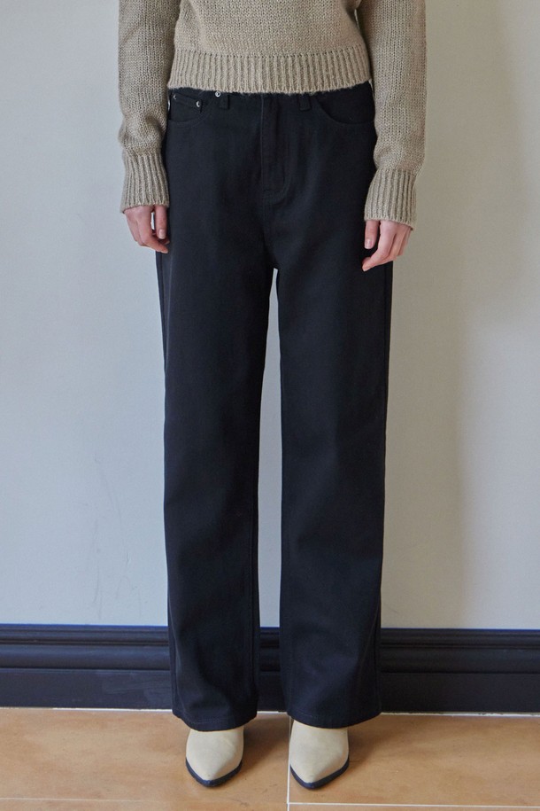 HAINT - 데님 - MARGO WIDE STRAIGHT PANTS_5COLORS_BLACK