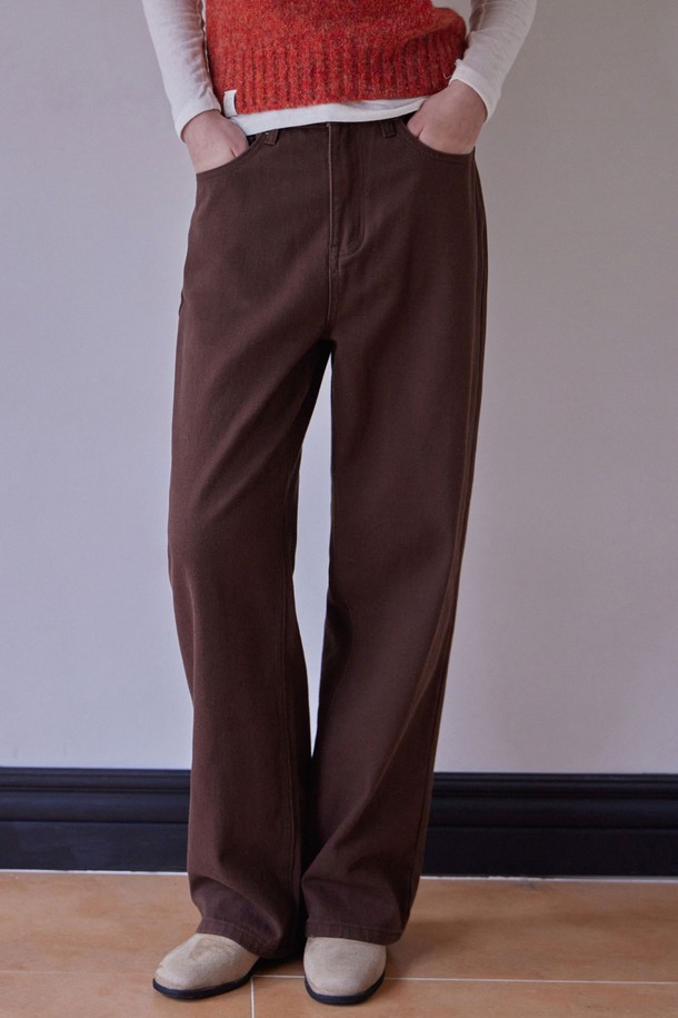 HAINT - 데님 - MARGO WIDE STRAIGHT PANTS_5COLORS_BROWN