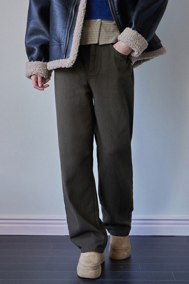 HAINT - 데님 - MARGO WIDE STRAIGHT PANTS_5COLORS_KHAKI