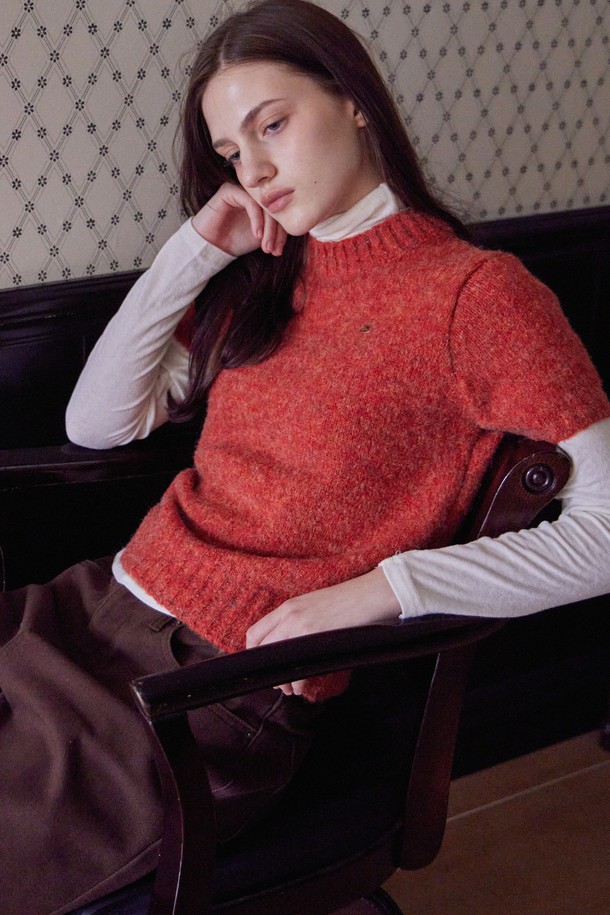 HAINT - 스웻셔츠 - VIVI KNIT TOP_2COLORS_ORANGE