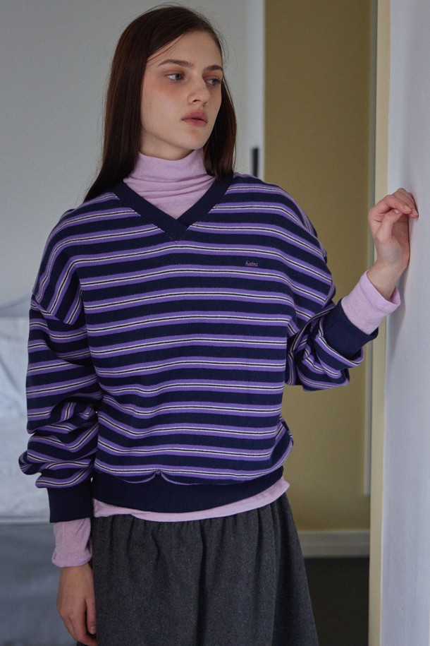 HAINT - 스웻셔츠 - MILLIE STRIPE V-NECK MTM