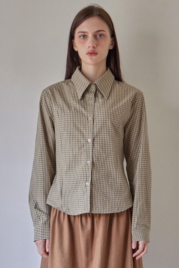 HAINT - 셔츠 - BENI CHECK CROP SHIRT