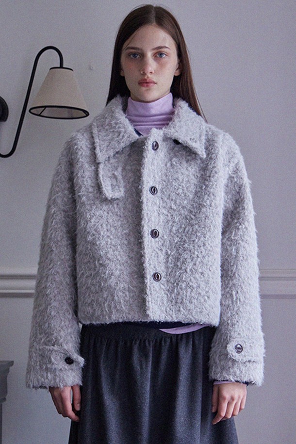 HAINT - 코트 - BIZO POINT BOUCLE CROP COAT_2COLORS_GRAY